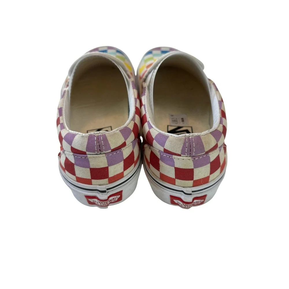Vans Slip On Rainbow Checkerboard Women 5 Multicolor Canvas Skate Shoes